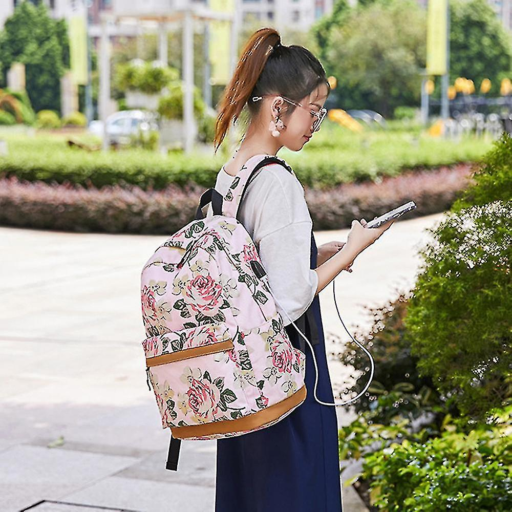 Foto 2 | Mochila Huoguo Mochila Escolar De Lona Con Estampado Usb De Tres Piezas - Venta Internacional.