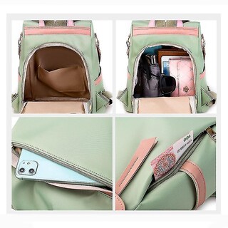 Foto 4 | Mochila Huoguo Mujer Compras Tela Oxford Verde 29x11x33 - Venta Internacional.