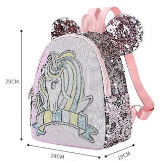 Foto 5 | Mochila Huoguo Con Diseño De Unicornio Con Lentejuelas Para Escuela Primaria, Color Negro - Venta Internacional.
