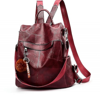 Foto 1 | Mochila Huoguo Para Mujer, Bandolera, Moderna, Piel Sintética, Roja - Venta Internacional.