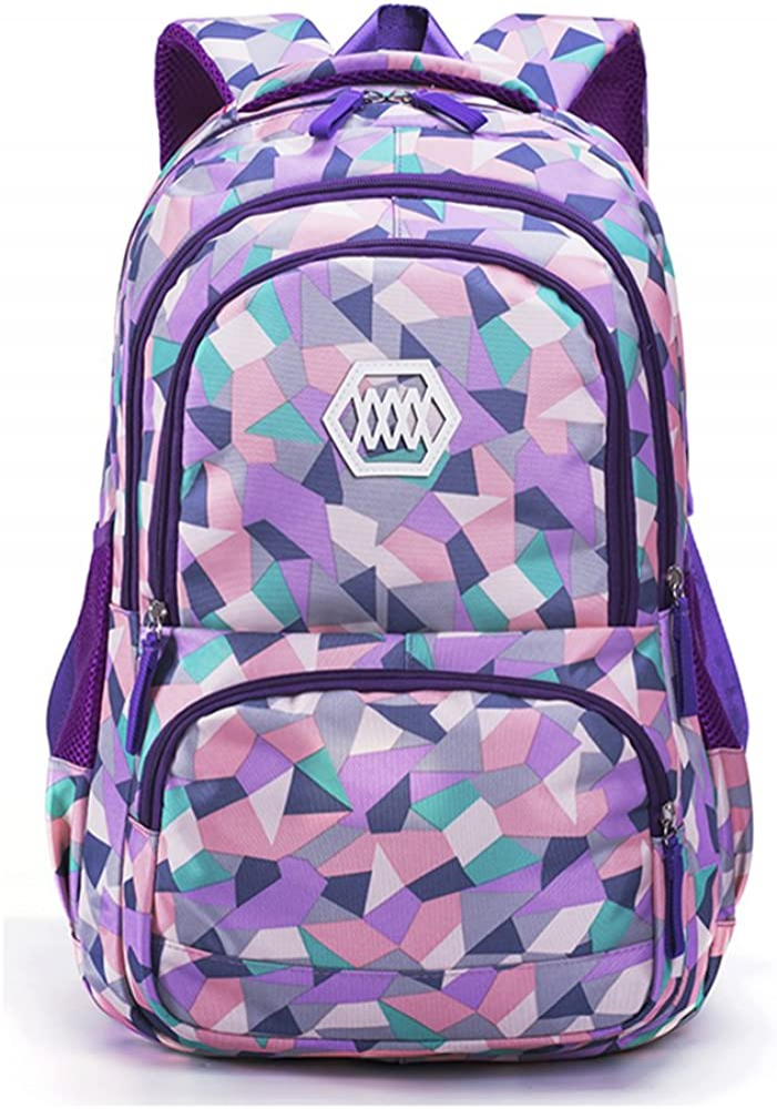 Foto 2 pulgar | Mochila Huoguo Con Estampado Geométrico Para Niñas/niños De 10 A 12 Años - Venta Internacional.