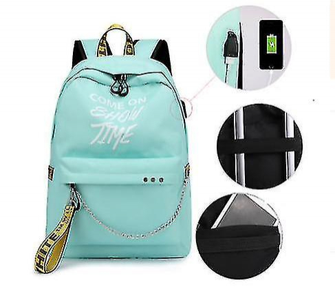 Mochila Huoguo Primary School Recargable Usb De Nylon Verde - Venta Internacional.