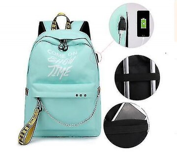 Foto 1 | Mochila Huoguo Primary School Recargable Usb De Nylon Verde - Venta Internacional.