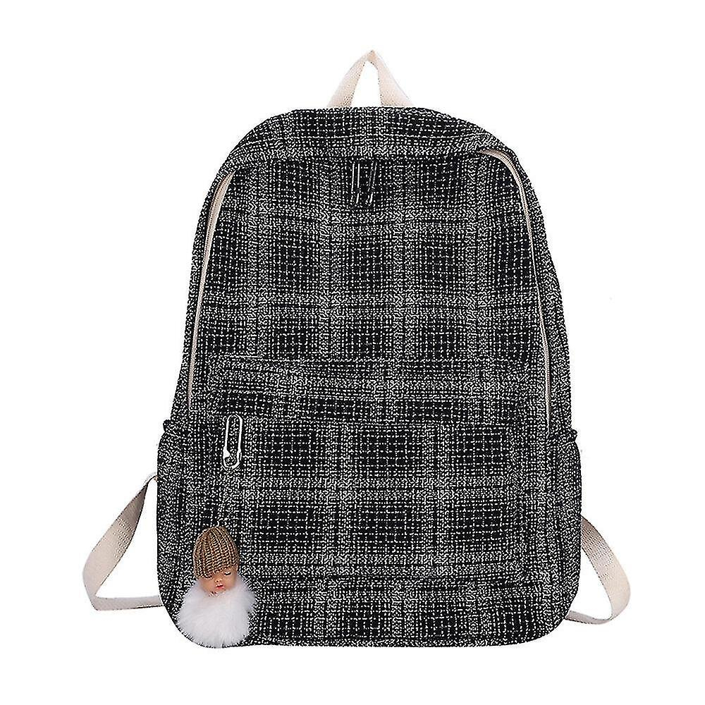 Foto 2 pulgar | Mochila Huoguo De Viaje De Algodón A Cuadros Para Mujer, Gran Capacidad - Venta Internacional.