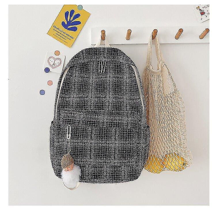 Foto 2 | Mochila Huoguo De Viaje De Algodón A Cuadros Para Mujer, Gran Capacidad - Venta Internacional.
