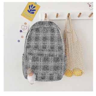 Foto 2 | Mochila Huoguo De Viaje De Algodón A Cuadros Para Mujer, Gran Capacidad - Venta Internacional.