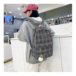 Foto 3 | Mochila Huoguo De Viaje De Algodón A Cuadros Para Mujer, Gran Capacidad - Venta Internacional.