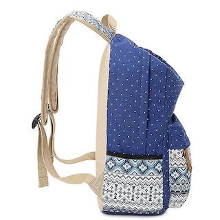 Foto 4 | Mochila Escolar Huoguo Canvas Impermeable Para Mujer Azul - Venta Internacional.