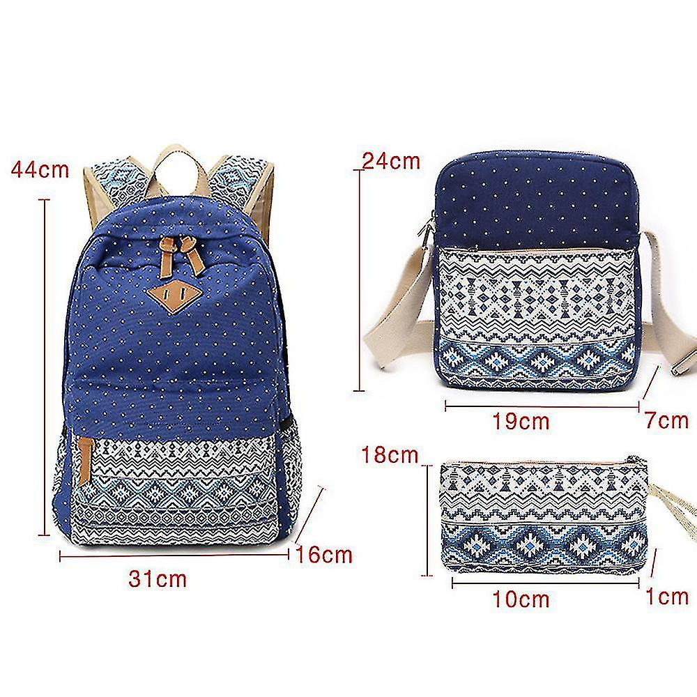 Foto 6 pulgar | Mochila Escolar Huoguo Canvas Impermeable Para Mujer Azul - Venta Internacional.