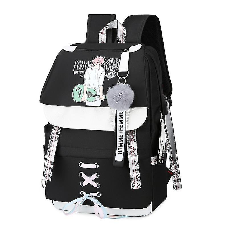 Mochila Huoguo Canvas School Para Niñas Adolescentes 47x30x16 Cm - Venta Internacional.
