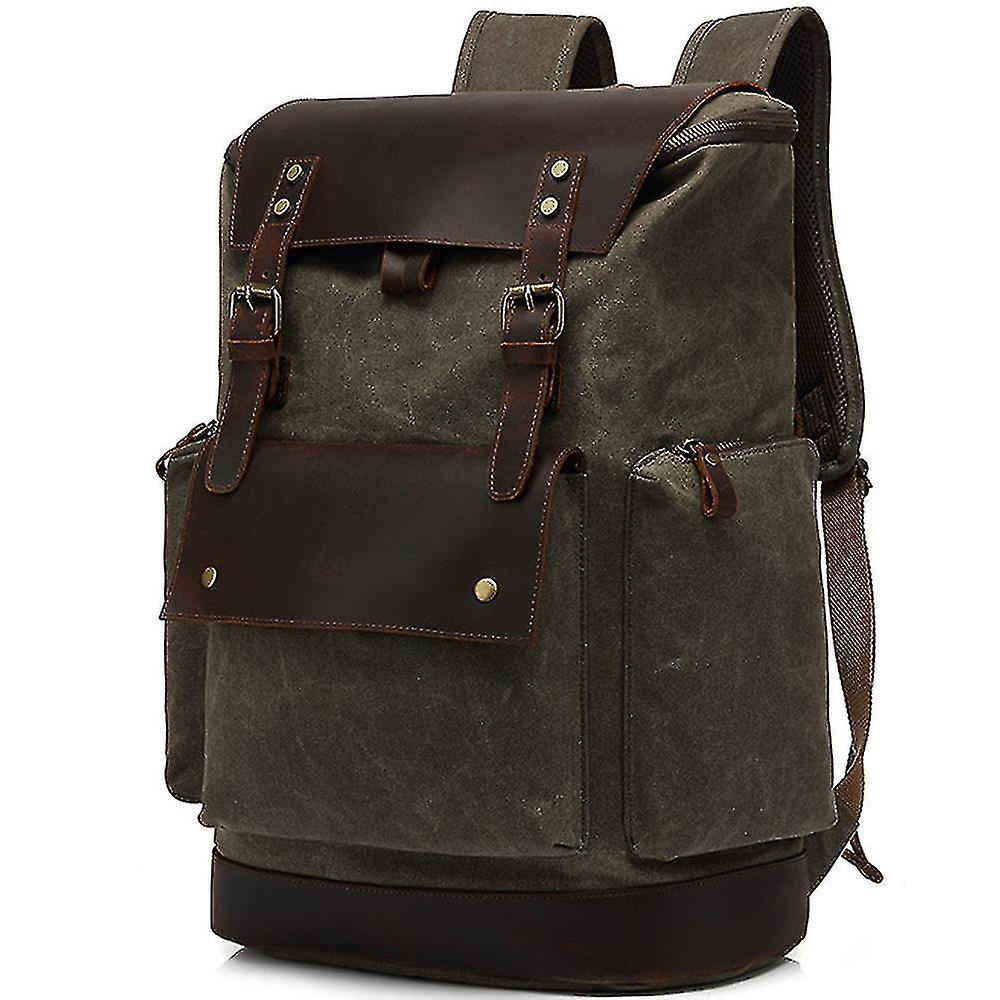 Foto 2 pulgar | Mochila Huoguo Retro De Lona Impermeable Para Hombre, Color Verde Militar - Venta Internacional.