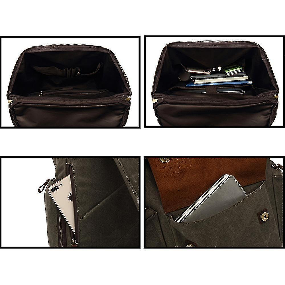 Foto 4 pulgar | Mochila Huoguo Retro De Lona Impermeable Para Hombre, Color Verde Militar - Venta Internacional.