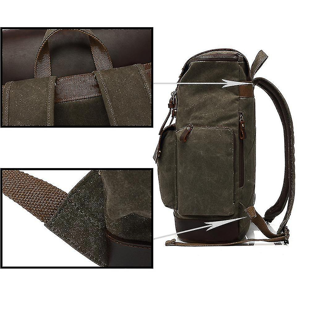 Foto 5 pulgar | Mochila Huoguo Retro De Lona Impermeable Para Hombre, Color Verde Militar - Venta Internacional.