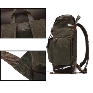 Foto 4 | Mochila Huoguo Retro De Lona Impermeable Para Hombre, Color Verde Militar - Venta Internacional.