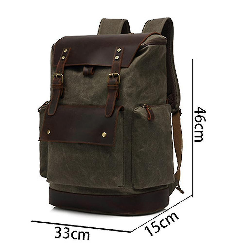 Foto 6 pulgar | Mochila Huoguo Retro De Lona Impermeable Para Hombre, Color Verde Militar - Venta Internacional.