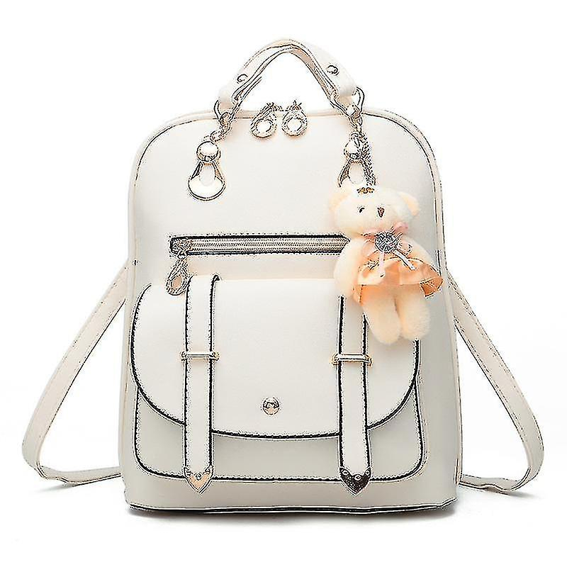 Foto 2 pulgar | Mochila Huoguo De Piel Sintética Blanca A La Moda Casual Para Mujer - Venta Internacional.