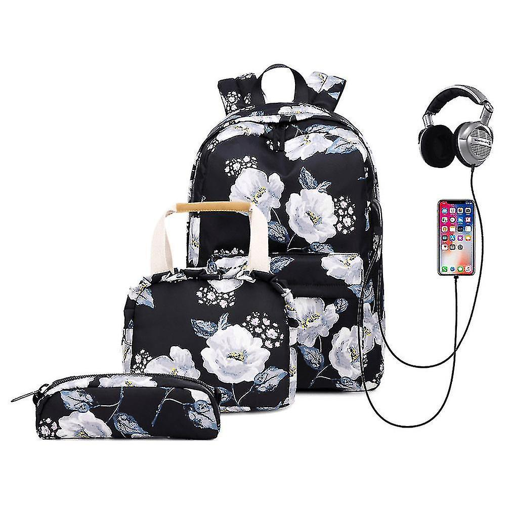 Foto 2 pulgar | Mochila Huoguo Negra Para Estudiantes De Secundaria 30x14x43cm - Venta Internacional.