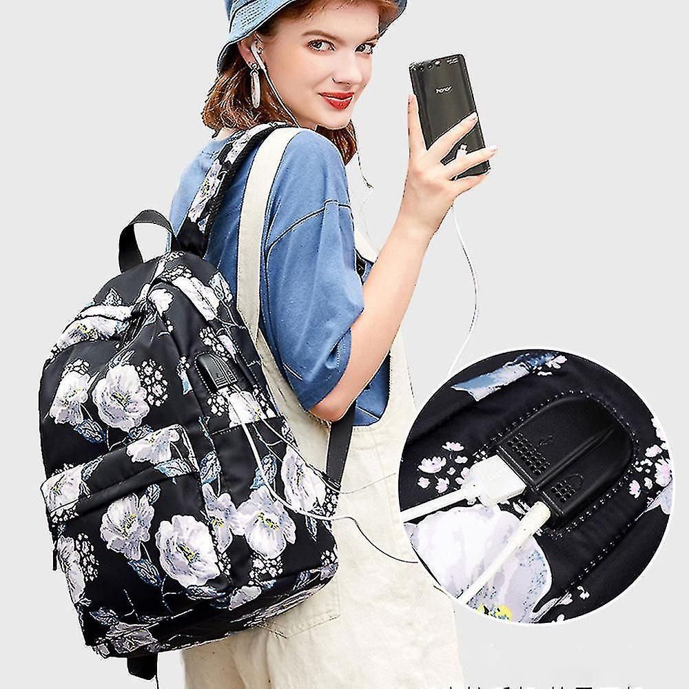 Foto 4 pulgar | Mochila Huoguo Negra Para Estudiantes De Secundaria 30x14x43cm - Venta Internacional.