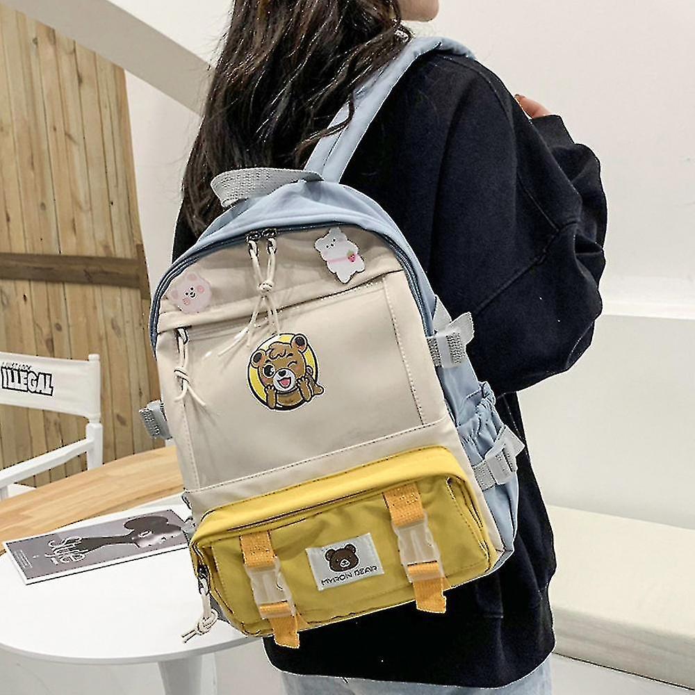 Foto 3 pulgar | Mochila Huoguo Junior High School Girls Nylon Azul 28x14x38 - Venta Internacional.