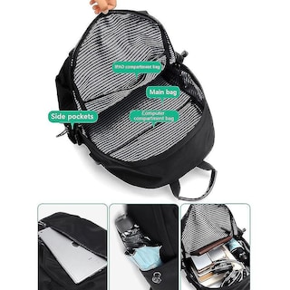 Foto 2 | Mochila Huoguo Bolsa De Viaje De Tela Oxford Para Hombre Negra 20-35 L - Venta Internacional.