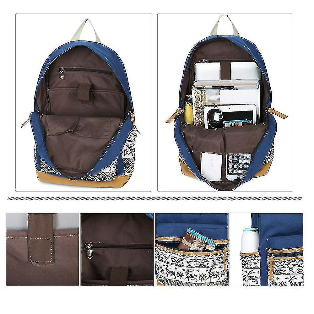 Foto 5 pulgar | Mochila Huoguo, De Lona, Estilo Universitario, Para Estudiantes De Secundaria - Venta Internacional.