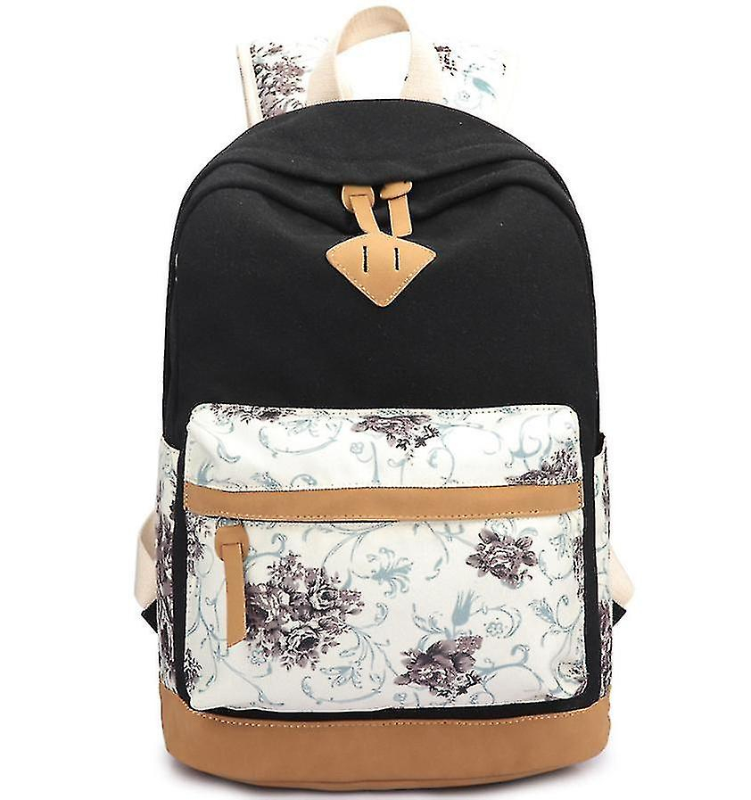 Foto 2 pulgar | Mochila Huoguo Mochila Escolar De Ocio Con Estampado De Lona Negra - Venta Internacional.