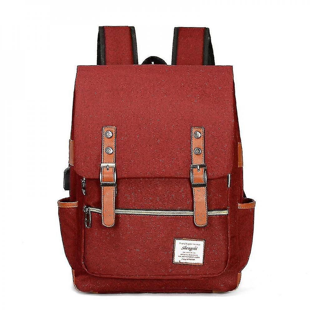 Foto 2 pulgar | Mochila Huoguo Slim Para Portátil Con Puerto De Carga Usb, Color Rojo - Venta Internacional.