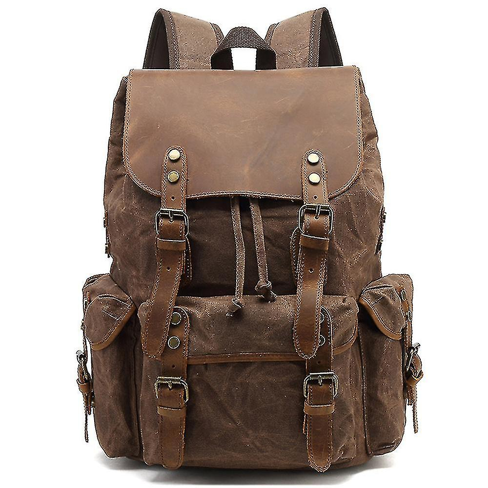 Foto 2 pulgar | Mochila Huoguo, Lona Pulida, Retro, Viajes De Ocio, Marrón - Venta Internacional.
