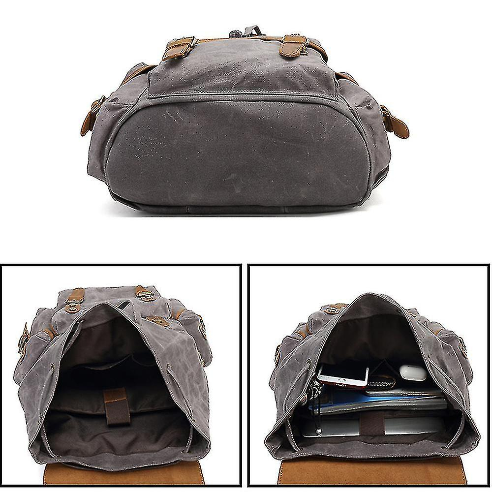 Foto 4 pulgar | Mochila Huoguo, Lona Pulida, Retro, Viajes De Ocio, Marrón - Venta Internacional.