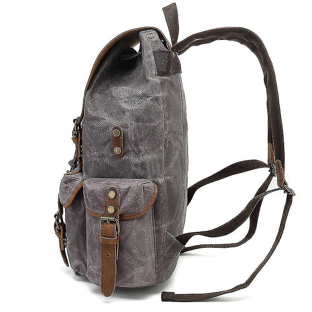 Foto 5 pulgar | Mochila Huoguo, Lona Pulida, Retro, Viajes De Ocio, Marrón - Venta Internacional.
