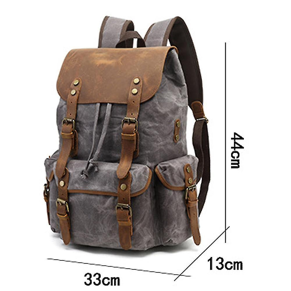 Foto 6 pulgar | Mochila Huoguo, Lona Pulida, Retro, Viajes De Ocio, Marrón - Venta Internacional.