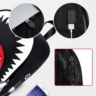 Foto 2 | Mochila Sanlin Beans Luminous Shark Usb Macho Negra - Venta Internacional.