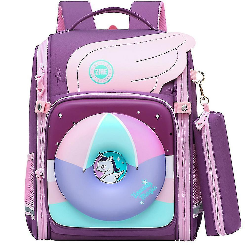 Foto 2 pulgar | Mochila Huoguo, Mochila Escolar Para Alumnos, Rosquillas, Dibujos Animados, Color Morado Oscuro - Venta Internacional.