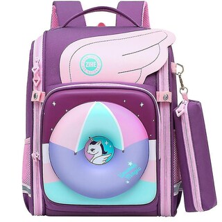 Foto 1 | Mochila Huoguo, Mochila Escolar Para Alumnos, Rosquillas, Dibujos Animados, Color Morado Oscuro - Venta Internacional.