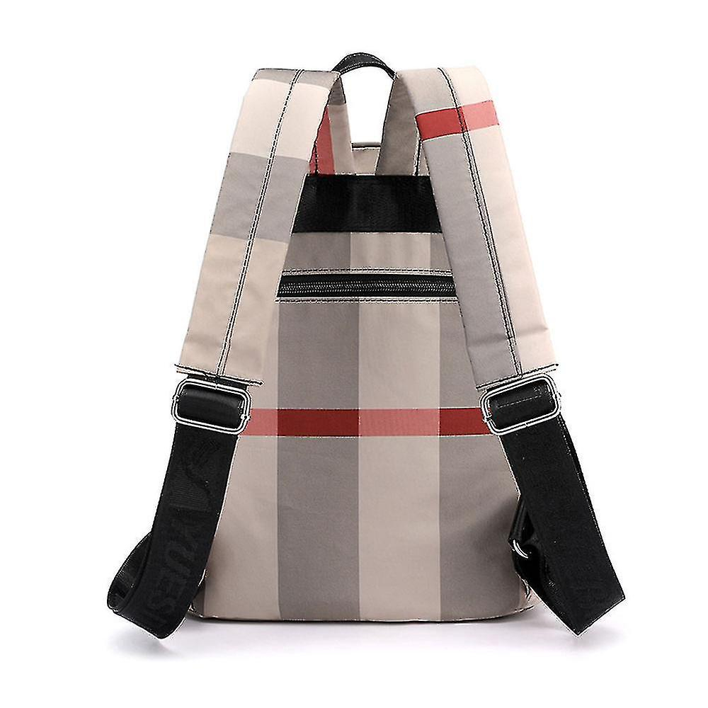 Foto 4 pulgar | Mochila Huoguo Para Mujer, Nailon A Cuadros, Caqui, Escolar, 32 X 12 X 26 Cm - Venta Internacional.
