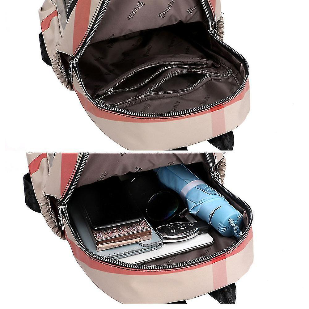 Foto 5 pulgar | Mochila Huoguo Para Mujer, Nailon A Cuadros, Caqui, Escolar, 32 X 12 X 26 Cm - Venta Internacional.