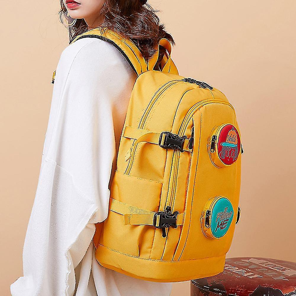 Foto 2 | Mochila Huoguo Travel Leisure, Estilo Retro, Impermeable, Amarilla - Venta Internacional.