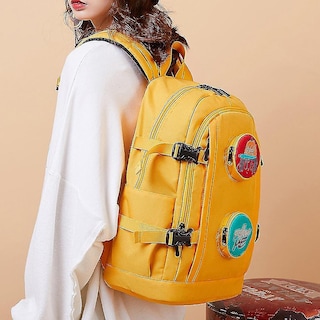 Foto 2 | Mochila Huoguo Travel Leisure, Estilo Retro, Impermeable, Amarilla - Venta Internacional.