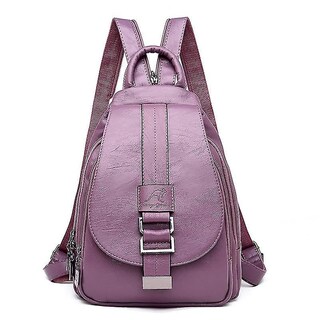 Foto 1 | Mochila Huoguo Vintage De Piel Para Mujer, Negro, Vino, Rojo, Azul - Venta Internacional.