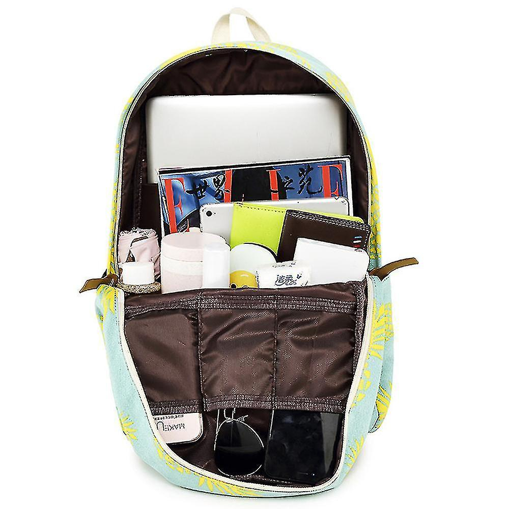Foto 3 pulgar | Mochila Huoguo Para Mujer, Con Estampado De Lienzo, Impermeable, Color Crema - Venta Internacional.