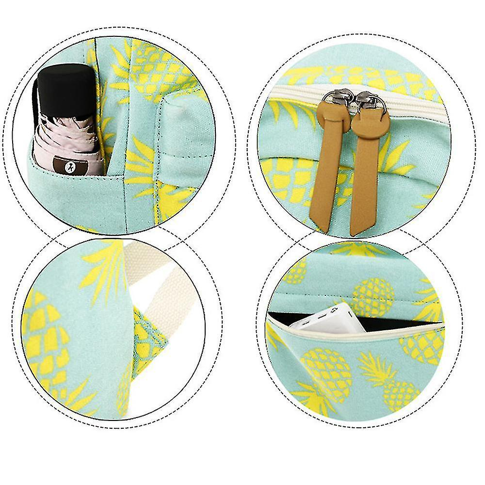 Foto 5 pulgar | Mochila Huoguo Para Mujer, Con Estampado De Lienzo, Impermeable, Color Crema - Venta Internacional.