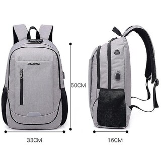 Foto 5 | Mochila Huoguo, Mochila Escolar Para Estudiantes, Carga Usb, Gris Claro - Venta Internacional.