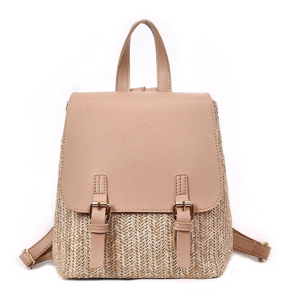 Foto 2 pulgar | Mochila Huoguo Mochila De Piel De Playa Tejida En Paja Para Mujer - Venta Internacional.
