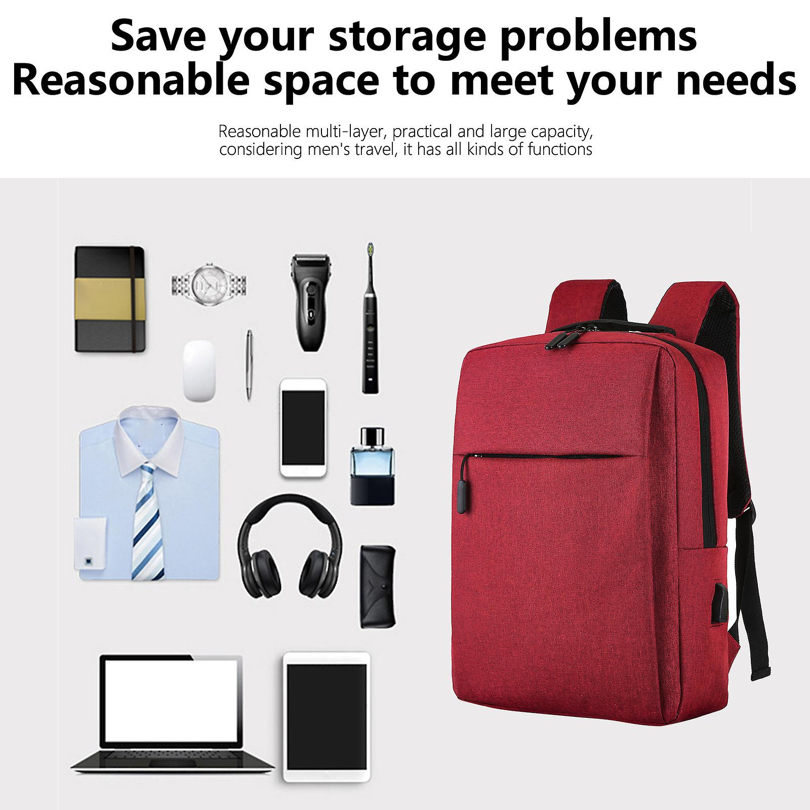 Foto 4 | Mochila Para Portátil Huoguo 15.6 Pulgadas Con Puerto De Carga Usb, Color Rojo - Venta Internacional.