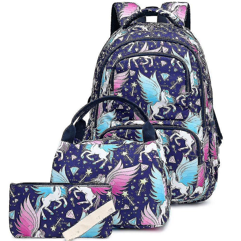 Foto 2 pulgar | Mochila Huoguo Azul Marino Impermeable Para Colegialas 3 Piezas - Venta Internacional.