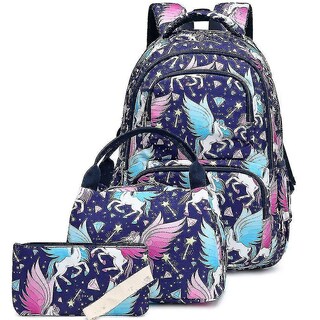 Foto 1 | Mochila Huoguo Azul Marino Impermeable Para Colegialas 3 Piezas - Venta Internacional.