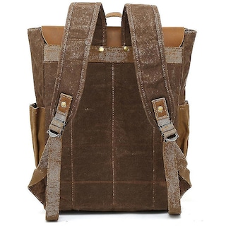 Foto 2 | Mochila Huoguo Lona Impermeable Para Hombre Color Café - Venta Internacional.
