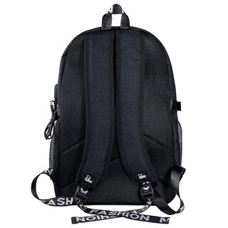 Foto 2 | Mochila Sanlin Beans Estampada Casual Impermeable Negra - Venta Internacional.