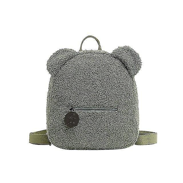 Foto 3 pulgar | Mochila Huoguo Bear Fleece Khaki Para Niños Y Mujeres - Venta Internacional.