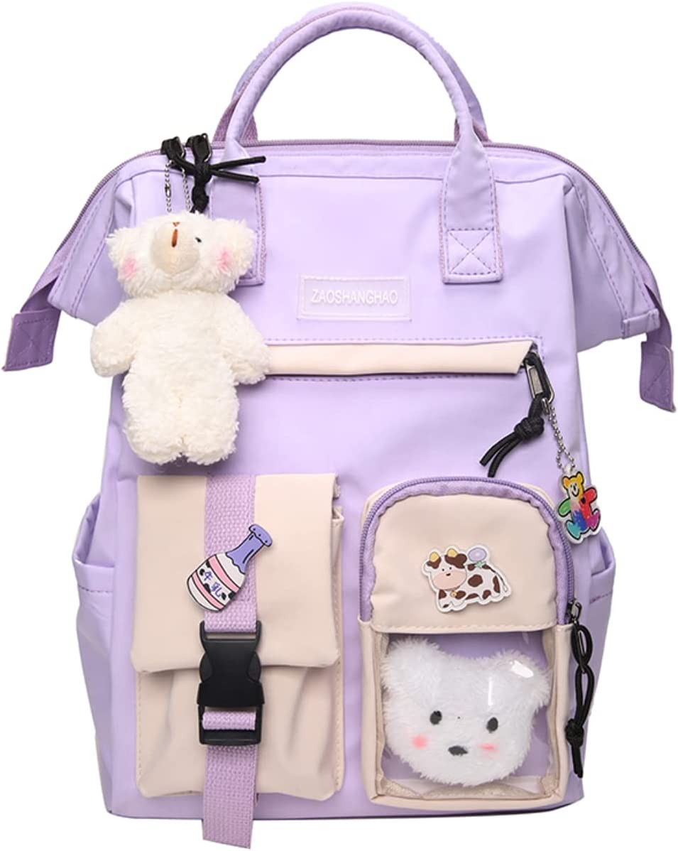 Foto 2 pulgar | Mochila Huoguo Kawaii Con Alfiler Y Accesorios Para La Escuela, Color Morado - Venta Internacional.